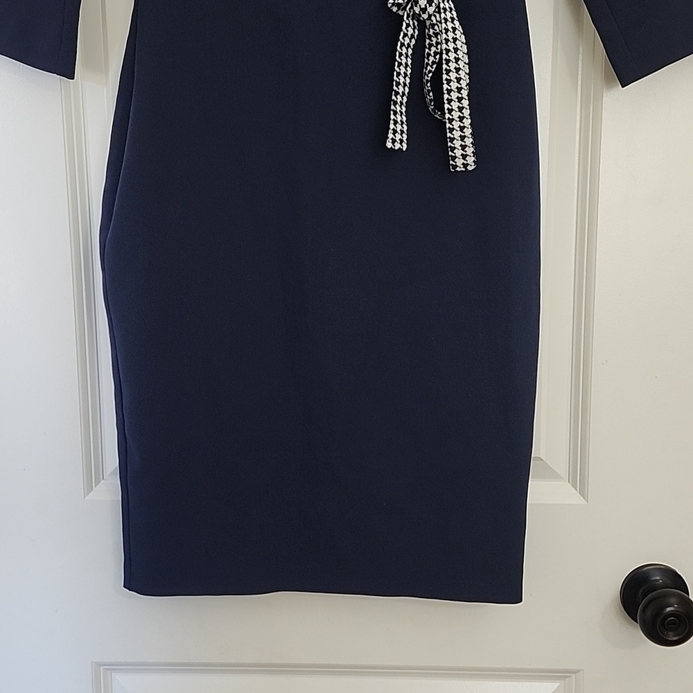 LAFILAZZI OF ITALY NAVY BLUE & WHITE ALINE DRESS SIZE 36 (XSMALL) $MSRP 260 - Picture 9 of 16